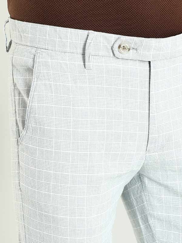 Indian Terrain Men's Slim Fit Checkered Green Trousers